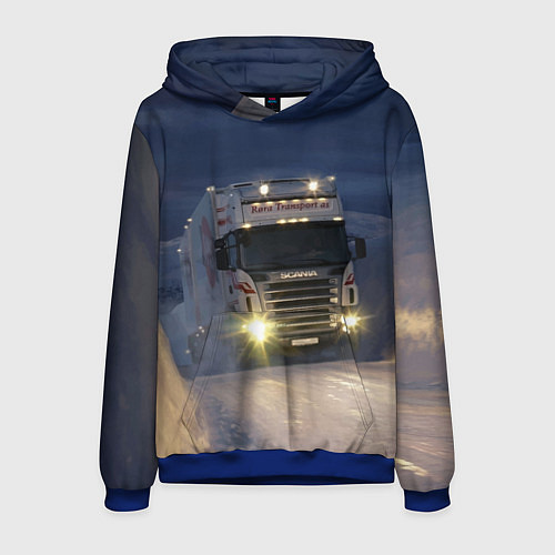Мужская толстовка Для фуры Scania нет преград / 3D-Синий – фото 1