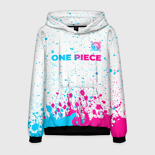 Мужская толстовка One Piece neon gradient style: символ сверху / 3D-Черный – фото 1