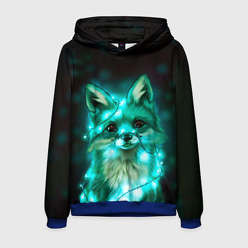 Мужская толстовка Неоновый лис / 3D-Синий – фото 1