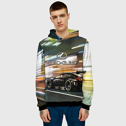 Толстовка-худи мужская Lexus - скорость режим, цвет: 3D-черный — фото 2