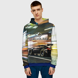 Толстовка-худи мужская Lexus - скорость режим, цвет: 3D-синий — фото 2