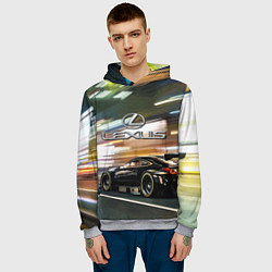 Толстовка-худи мужская Lexus - скорость режим, цвет: 3D-меланж — фото 2