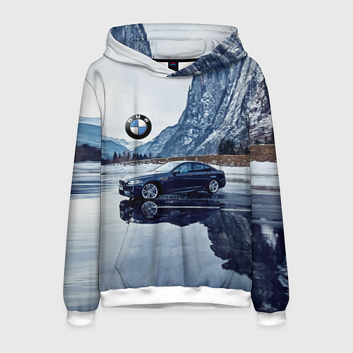 Мужская толстовка БМВ у горного озера / 3D-Белый – фото 1