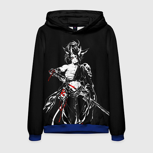 Мужская толстовка Кибер девушка самурай / 3D-Синий – фото 1