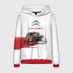 Толстовка-худи мужская Ситроен спорт - эскиз, цвет: 3D-красный