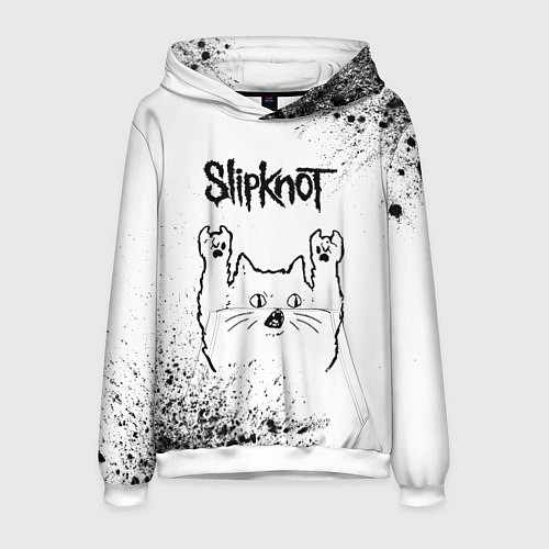 Мужская толстовка Slipknot рок кот на светлом фоне / 3D-Белый – фото 1