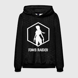 Толстовка-худи мужская Tomb Raider glitch на темном фоне, цвет: 3D-черный