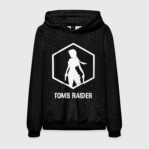 Мужская толстовка Tomb Raider glitch на темном фоне / 3D-Черный – фото 1