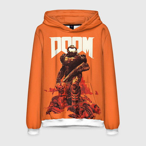 Мужская толстовка DOOM - Doomguy / 3D-Белый – фото 1