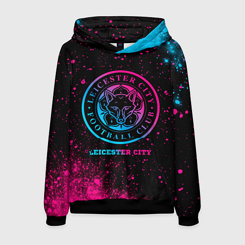 Мужская толстовка Leicester City - neon gradient / 3D-Черный – фото 1