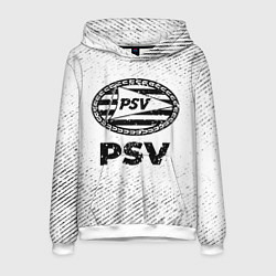 Толстовка-худи мужская PSV с потертостями на светлом фоне, цвет: 3D-белый
