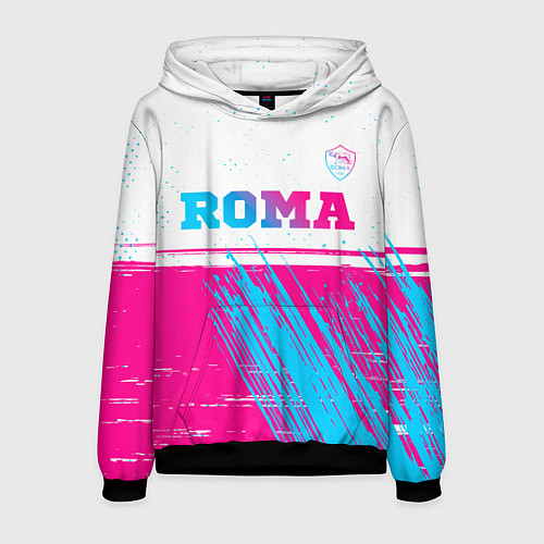 Мужская толстовка Roma neon gradient style: символ сверху / 3D-Черный – фото 1