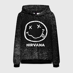 Толстовка-худи мужская Nirvana с потертостями на темном фоне, цвет: 3D-черный