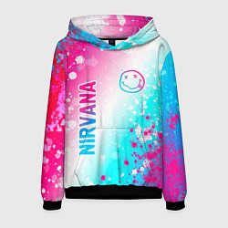 Мужская толстовка Nirvana neon gradient style: надпись, символ