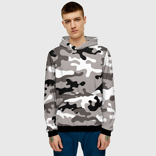 Мужская толстовка Камуфляж Urban крупный / 3D-Черный – фото 3