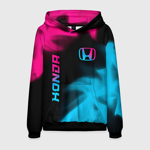 Мужская толстовка Honda - neon gradient: надпись, символ / 3D-Черный – фото 1