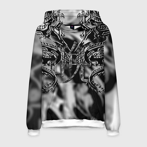 Мужская толстовка Оттенки серого черные трайбл драконы татуировка / 3D-Белый – фото 1