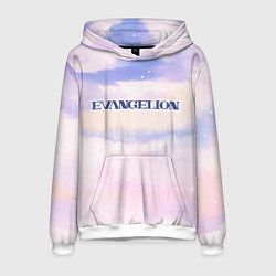 Толстовка-худи мужская Evangelion sky clouds, цвет: 3D-белый