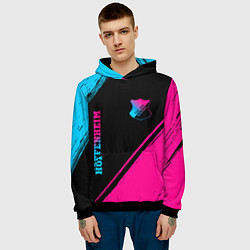 Толстовка-худи мужская Hoffenheim - neon gradient: надпись, символ, цвет: 3D-черный — фото 2