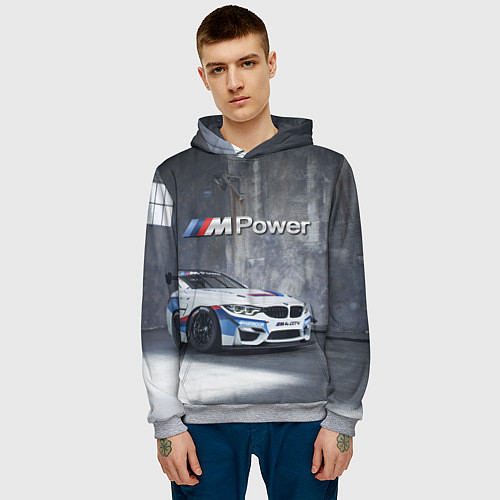 Мужская толстовка BMW M4 GT4 - racing team - motorsport / 3D-Меланж – фото 3