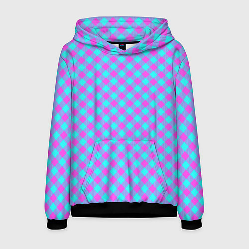 Мужская толстовка Фиолетовые и голубые квадратики / 3D-Черный – фото 1