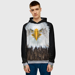 Толстовка-худи мужская Орёл в отражении, цвет: 3D-меланж — фото 2