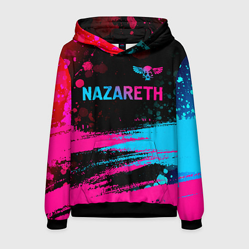 Мужская толстовка Nazareth - neon gradient: символ сверху / 3D-Черный – фото 1