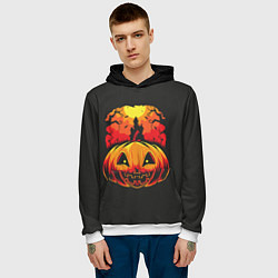 Толстовка-худи мужская Тыква на Хэллоуин, цвет: 3D-белый — фото 2