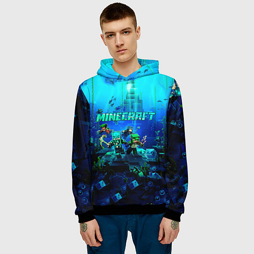 Мужская толстовка Minecraft water / 3D-Черный – фото 3
