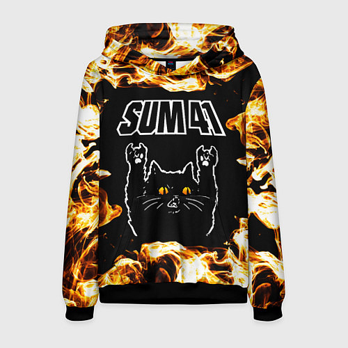 Мужская толстовка Sum41 рок кот и огонь / 3D-Черный – фото 1