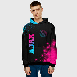 Толстовка-худи мужская Ajax - neon gradient: надпись, символ, цвет: 3D-черный — фото 2