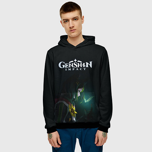 Мужская толстовка Геншин - Тигнари / 3D-Черный – фото 3