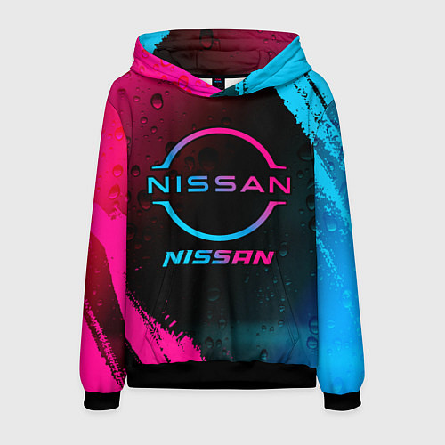 Мужская толстовка Nissan - neon gradient / 3D-Черный – фото 1