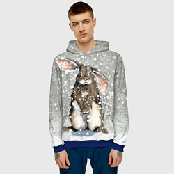 Толстовка-худи мужская Кролик Снежок Милый, цвет: 3D-синий — фото 2