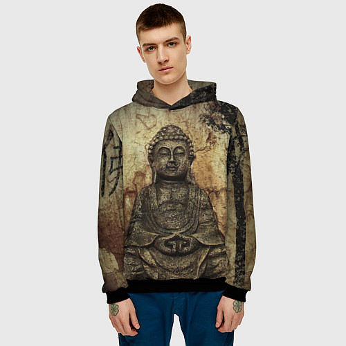 Мужская толстовка Статуя Будды / 3D-Черный – фото 3