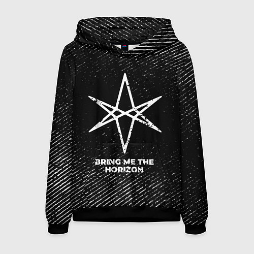 Мужская толстовка Bring Me the Horizon с потертостями на темном фоне / 3D-Черный – фото 1