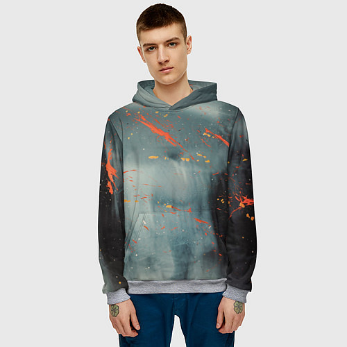 Мужская толстовка Абстрактное множество костюмов в тумане и краски / 3D-Меланж – фото 3