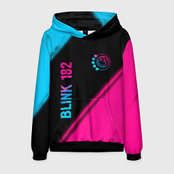 Толстовка-худи мужская Blink 182 - neon gradient: надпись, символ, цвет: 3D-черный