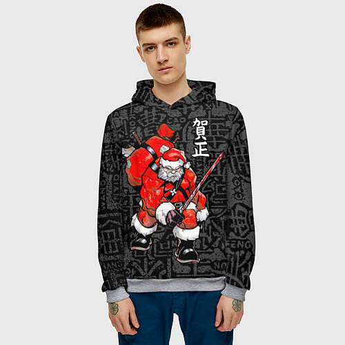 Мужская толстовка Santa Claus Samurai / 3D-Меланж – фото 3