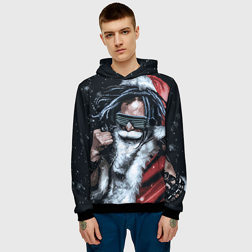 Мужская толстовка Cool Santa Rastaman / 3D-Черный – фото 3