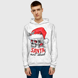 Толстовка-худи мужская Santa is not dead, skull in red hat, цвет: 3D-белый — фото 2