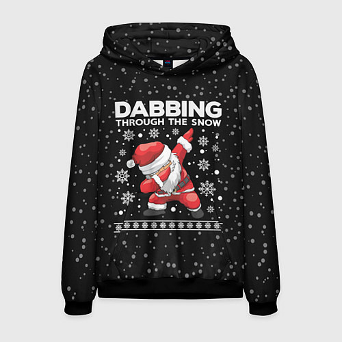 Мужская толстовка Santa dabbing, through the snow / 3D-Черный – фото 1