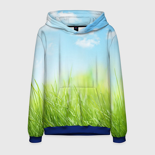 Мужская толстовка Зелень и небо / 3D-Синий – фото 1