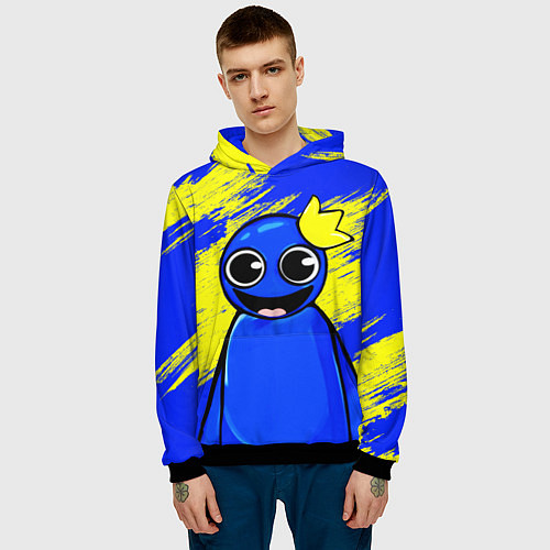 Мужская толстовка Радужные друзья радостный Синий / 3D-Черный – фото 3