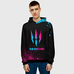 Толстовка-худи мужская The Witcher - neon gradient, цвет: 3D-черный — фото 2