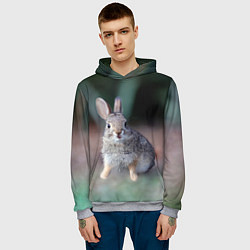 Толстовка-худи мужская Малыш кролик, цвет: 3D-меланж — фото 2
