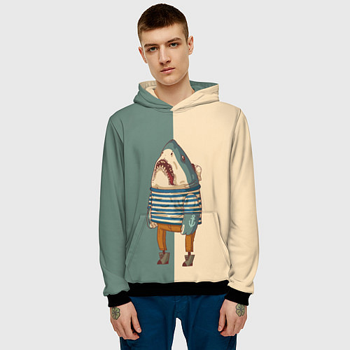 Мужская толстовка Акула-моряк / 3D-Черный – фото 3