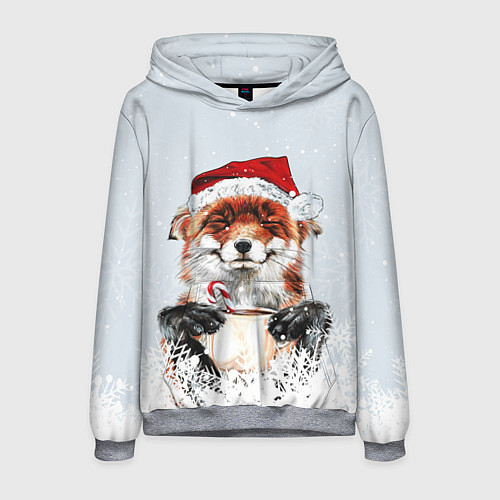 Мужская толстовка Merry Christmas foxy / 3D-Меланж – фото 1