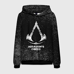 Толстовка-худи мужская Assassins Creed с потертостями на темном фоне, цвет: 3D-черный