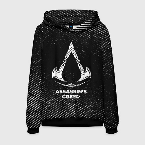 Мужская толстовка Assassins Creed с потертостями на темном фоне / 3D-Черный – фото 1